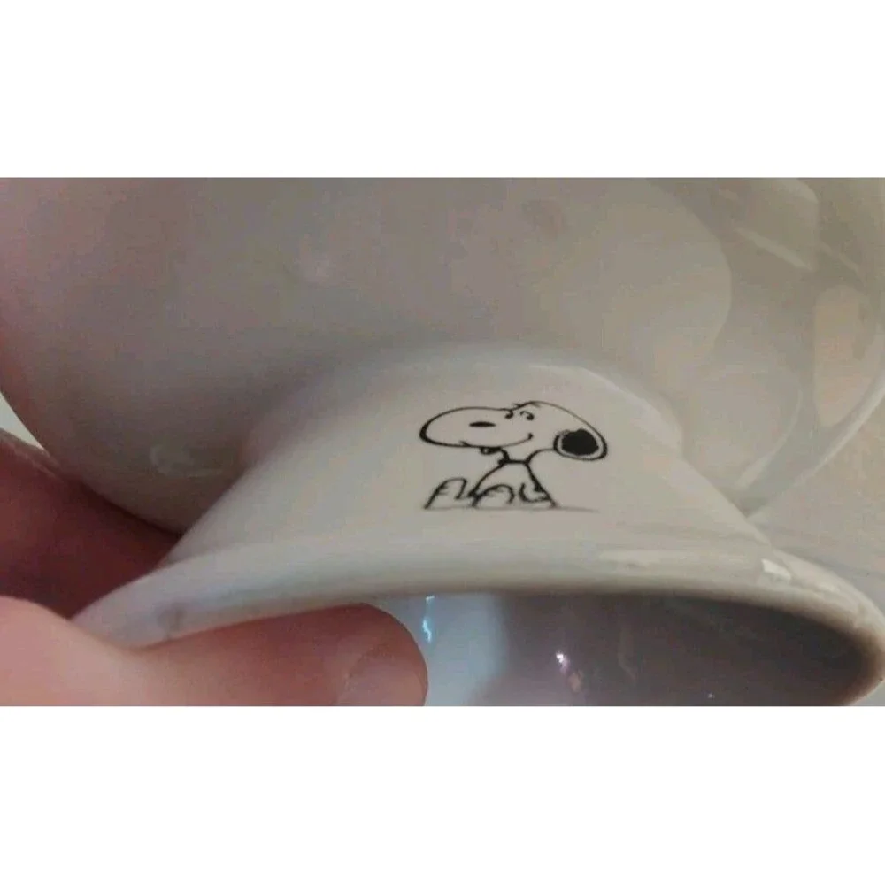 Vintage 1965 Peanuts Snoopy Woodstock Ceramic Ice Cream Pedestal Bowls Set of 2